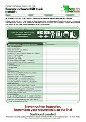 HRETDs pre-operational forklift checklist