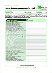 HRETD's pre-operational conveying dangerous goods by road checklist