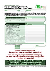 HRETD's inventory checklist for a government-compliant first aid kit