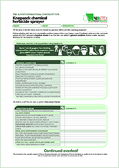 HRETDs pre- and post-operational knapsack herbicide sprayer inspection checklist