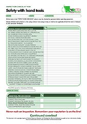 HRETDs pre-operational hand tools checklist