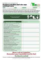 HRETDs pre-operational pendant controlled overhead crane checklist