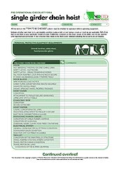 HRETDs pre-operational single girder hoist checklist