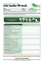 HRETDs pre-operational side loader lift truck checklist