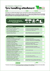 HRETD's pre-operational tyre handler attachment checklist