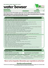 HRETDs pre-operational water bowser checklist